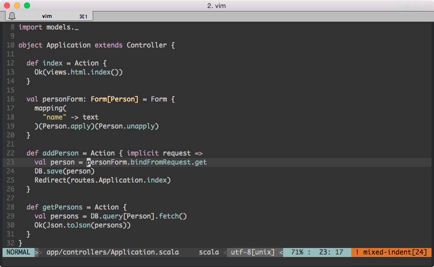 Scala syntax highlighting in Vim